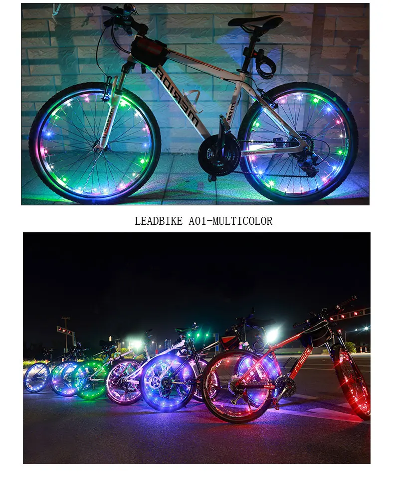 Leadbike, Аксессуары для велосипеда, 20LED, супер яркий светильник для горной дороги, колеса велосипеда, водонепроницаемый, USB, перезаряжаемый, велосипедный спиц, лампа