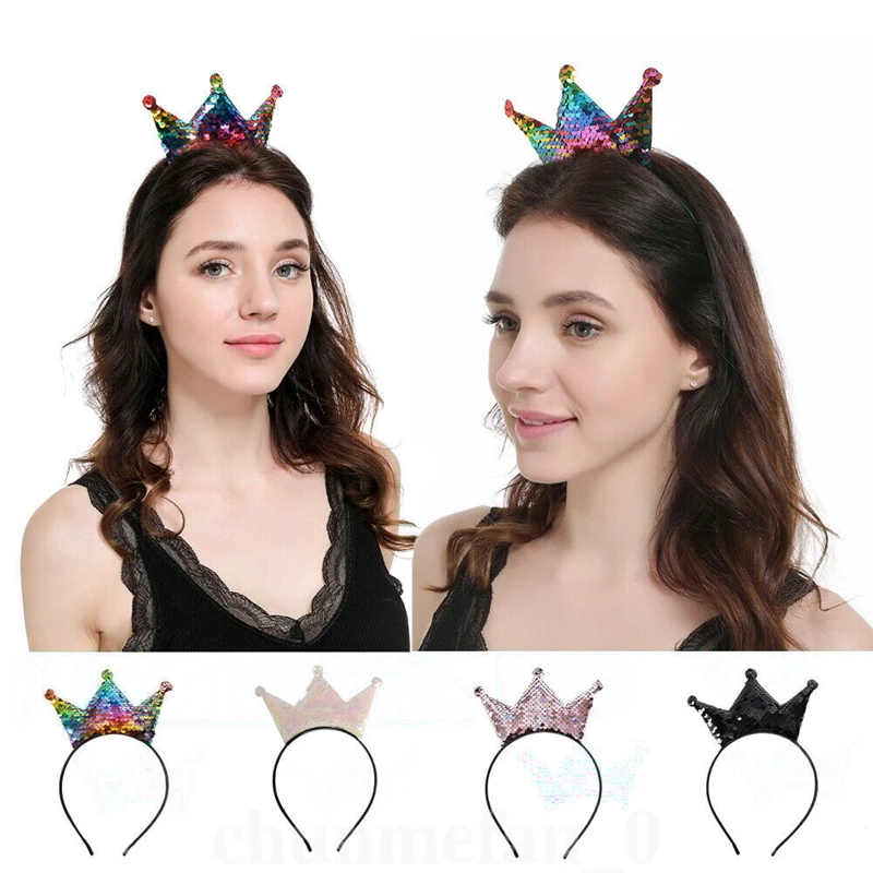 

4 Colors Women Girls Headband Lovely Reversible Flip Glitter Sequins Hairbands Hair Hoop Party Accessories