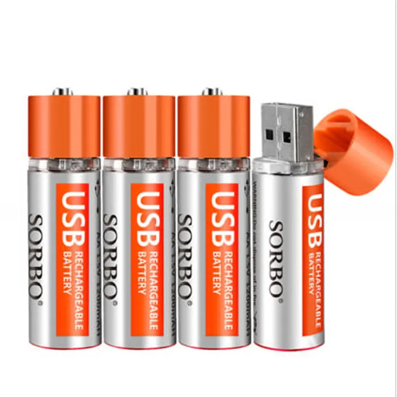 2 шт. аккумуляторная USB Батарея SORBO 1 5 в 1200 мАч час быстрая зарядка AA Li po NiMH