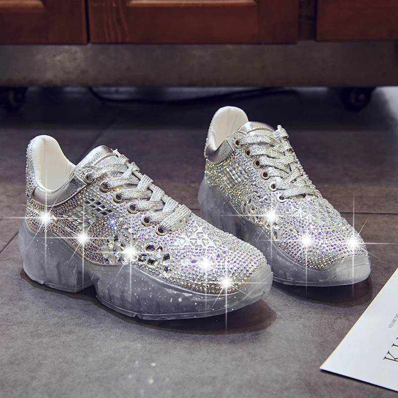 

Crystal Diamond Stijlvolle Vier Seizoenen Loopschoenen Voor Women Air Ademend Lichtgewicht Sportschoenen Gym Sneakers Increase 5