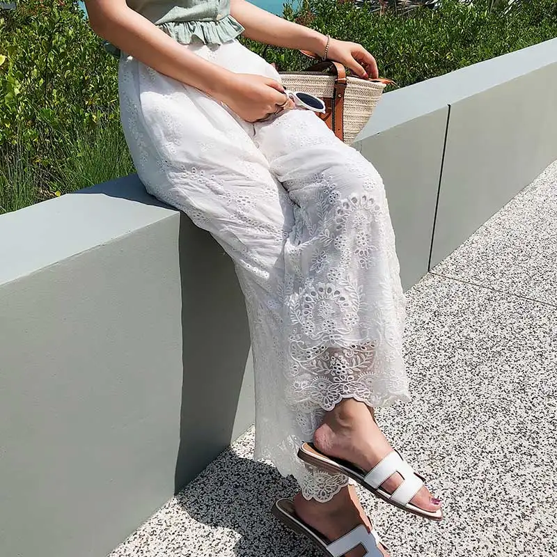 Wide Leg Pants Femme pantalon taille haute Plus Size Linen Loose Female Capris Trousers Women's Long Pants  High Waist