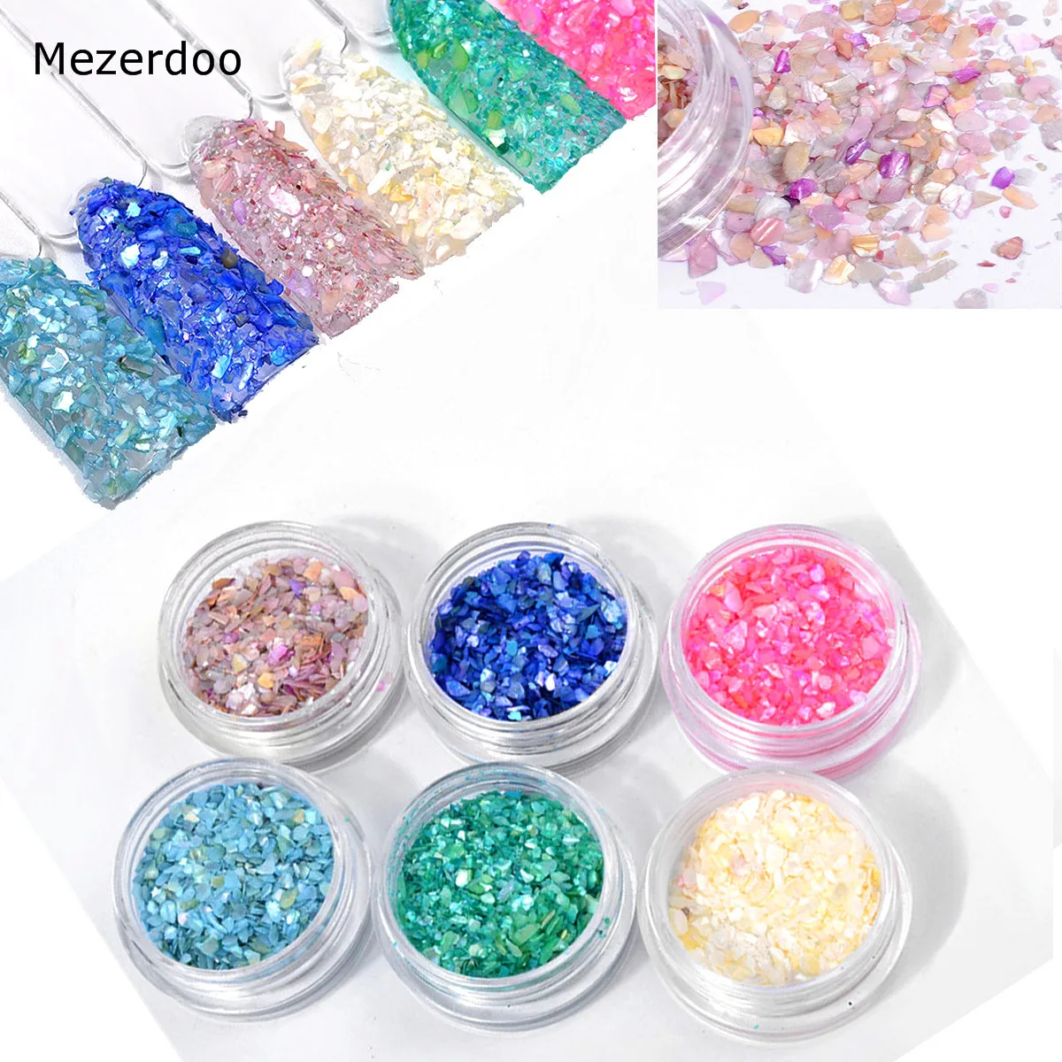 

Shell Marble Stone Nails Art Sequins Dust for UV Gel Polish Crystal Nail 3D Decoration Chameleon Nail Glitter Accessories 6pc