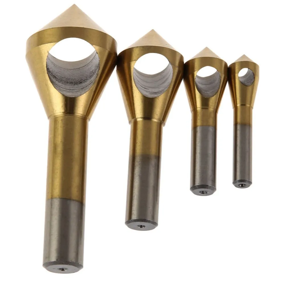 

4Pcs Set HSS Countersink Deburring Drill Bit Metal Taper Hole Saw Cutter Chamfering Power Drills Hand Tool Bits Cutting Tools