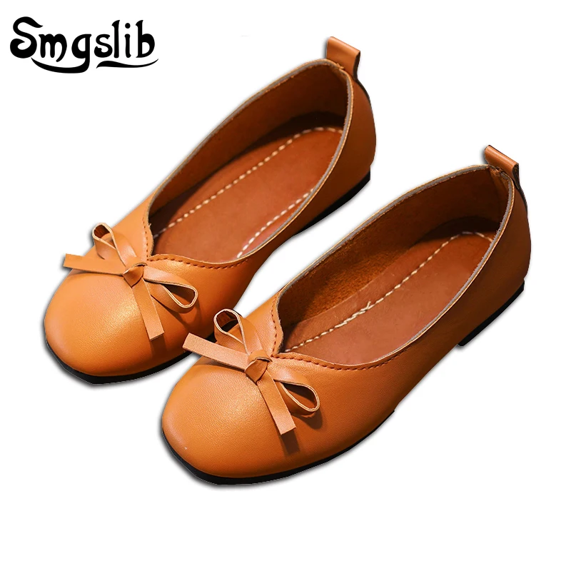 Smgslib Brand Girls Leather Shoes Princess Party Children Wedding Shoes Soft Bottom Bow Kids Dance Single Baby Girls Dress Shoes