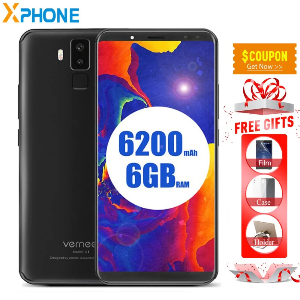 Vernee X1 6 ГБ 4G B LTE 0 дюймов смартфон 18:9 FHD Android 7 1 Octa Core 16MP 4 камеры 9 V 2 A Quick Charge Face ID