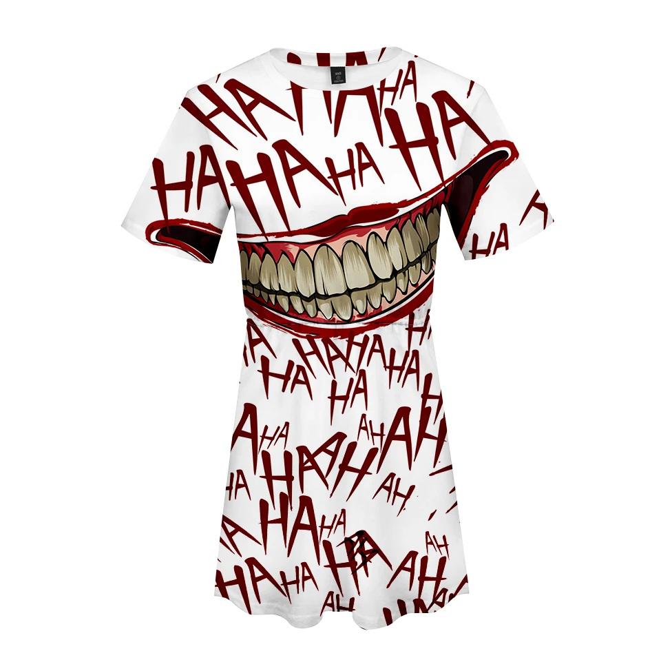 

Frdun Tommy haha joker 3D Short Sleeved Dress Girl Kpop Anime Oversize Fashion Summer 2018 New Style Dress Plus Size 2XS-4XL