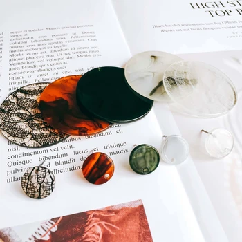 

Round Shape Resin Plastic Acetic Acid Stud Earring Diy Material Pendant Necklace Eardrop Charms Jewelry Component 4pcs