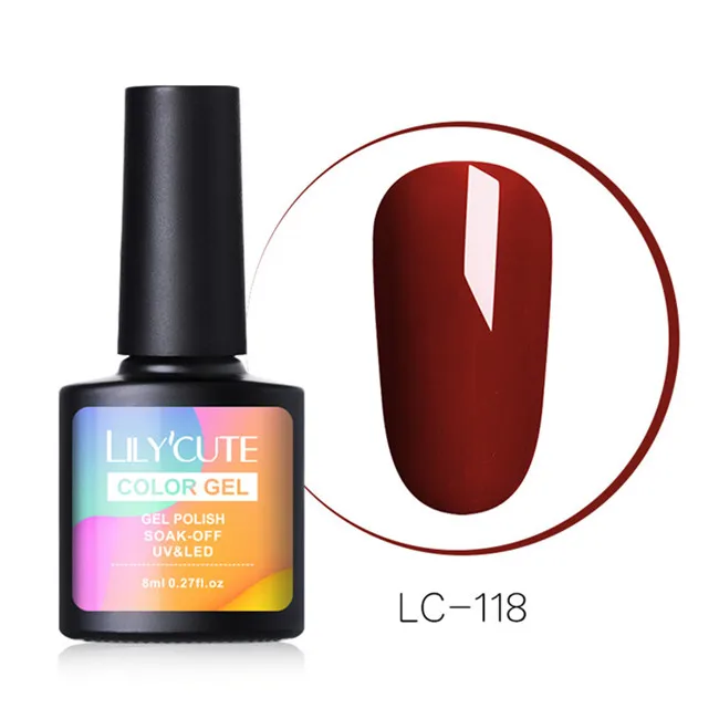 LC-118 LILYCUTE 8 мл Гель-лак для ногтей Зимний серый кофе коричневый чистый Полупостоянный замачиваемый УФ светодиодный Гель-лак для ногтей лак - Цвет: LC-118