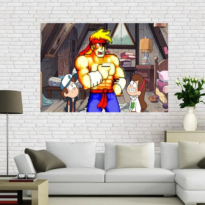 

Custom Gravity Falls Canvas poster Art painting Big Size poster cloth fabric wall poster print Silk Fabric Print