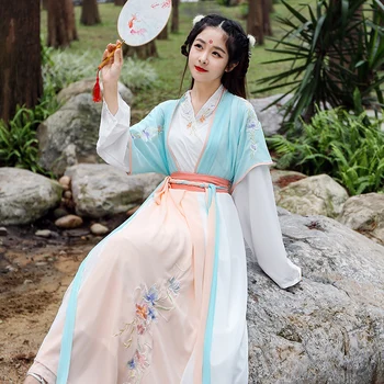 

2019 New Female Hanfu New Elegant Fairy Costume Tang Suit Hanfu Female Tang Dynasty Royal Princess Costume Ancient Dress DL3765