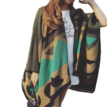 

Cashmere Scarves Winter Women Pashmina Wool Scarf Elegant Army Green High Quality Bufanda Plaid Ladies Manta Blanket Wraps J038
