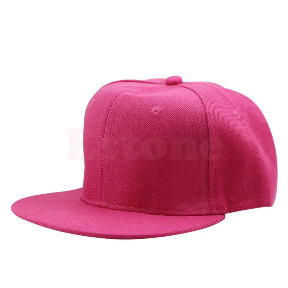Популярные однотонные Бейсболки Унисекс Мужская хип-хоп Регулируемая бейсбольная кепка для мальчика - Цвет: Hot Pink