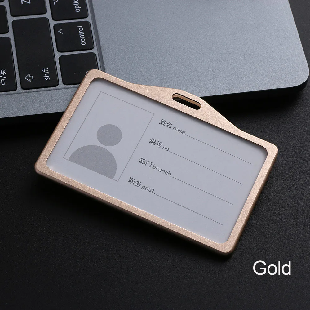 Aluminium Alloy Card Holder Employee Name ID Card Cover Metal Work Certificate Identity Badge ID Business Case - Цвет: 027gold