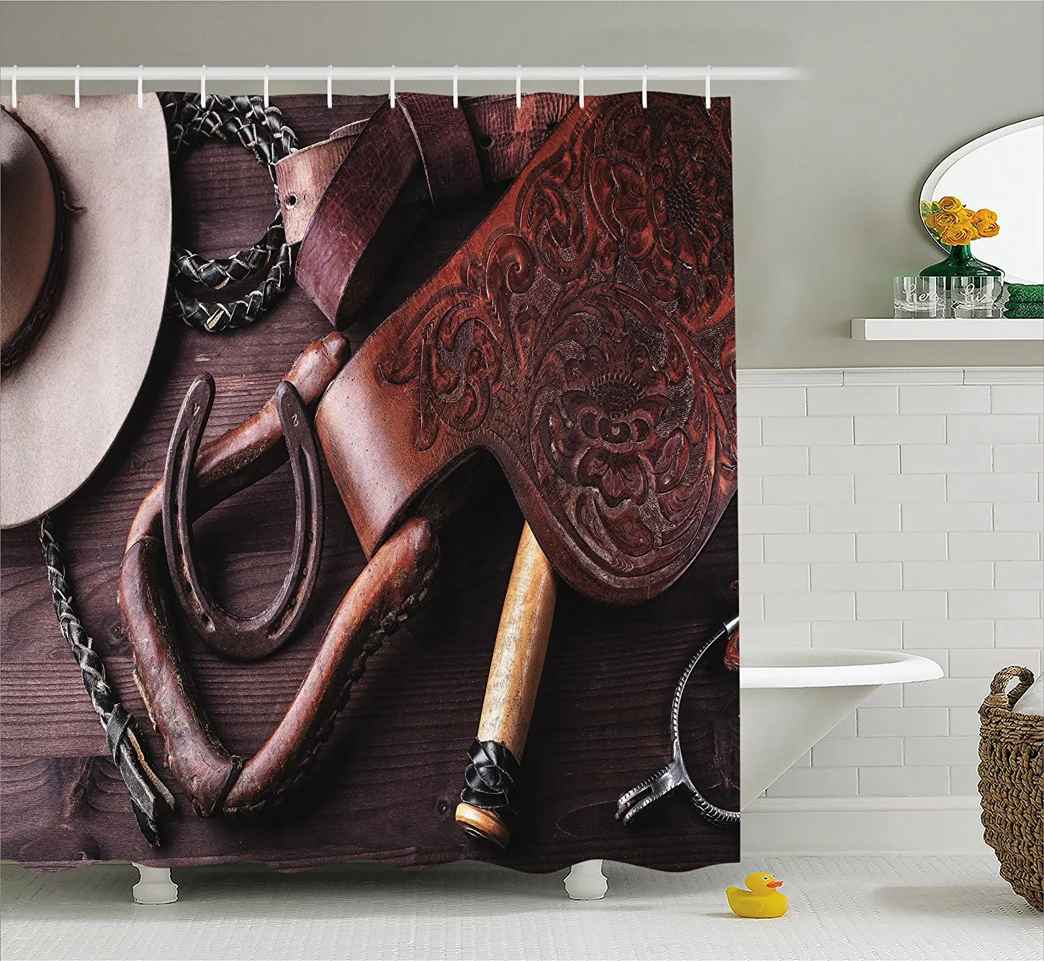 Western Decor Shower Curtain Clothes and Accessories for Horse Riding