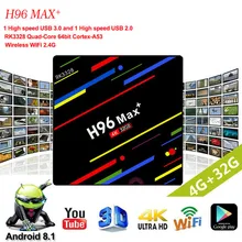 H96 Max+ MaX Plus Smart tv Box RK3328 четырехъядерный 64 бит Mali-450 GPU 4G/64G Android 8,1 2,4G/5,0 GHz Wifi телеприставка семейный ТВ
