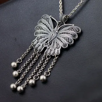 

FNJ 925 Silver Butterfly Pendant New Fashion Animal 100% Pure S990 Solid Thai Silver Pendants for Women Men Jewelry Making
