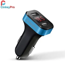 CinkeyPro Car Charger For iPhone iPad Samsung 2 Port USB LED Screen Smart Auto Car-Charger Adapter 2A Mobile Phone Charging