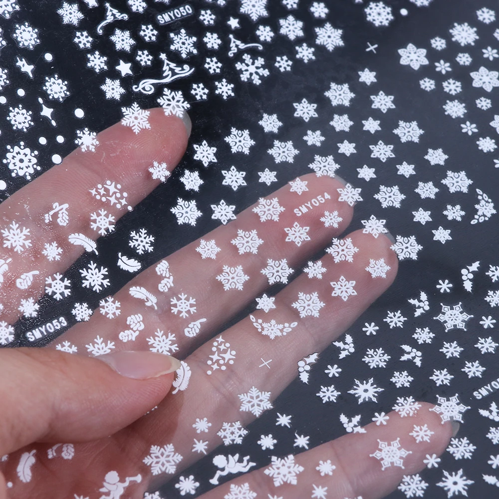36 шт. украшения для ногтей блестящая Снежинка наклейка для ногтей слайдер Золотой Серебряный Белый 3D DIY Рождественский набор наклеек CHTY/SMY