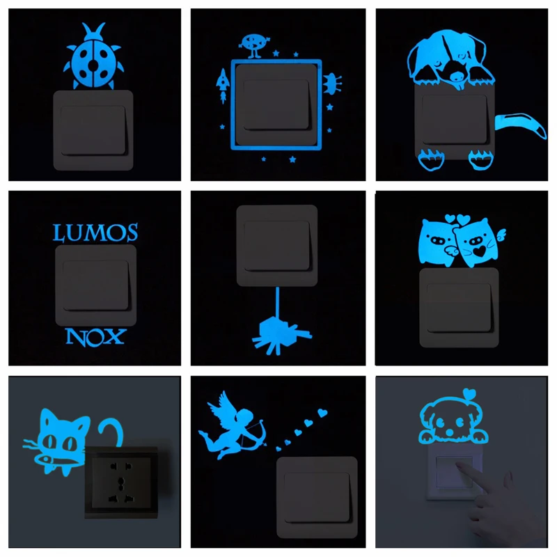 Горячая мультфильм 3D Переключатель стикер Детская комната ночной Светильник Андромеда стикер на стену с кошкой украшения на стену