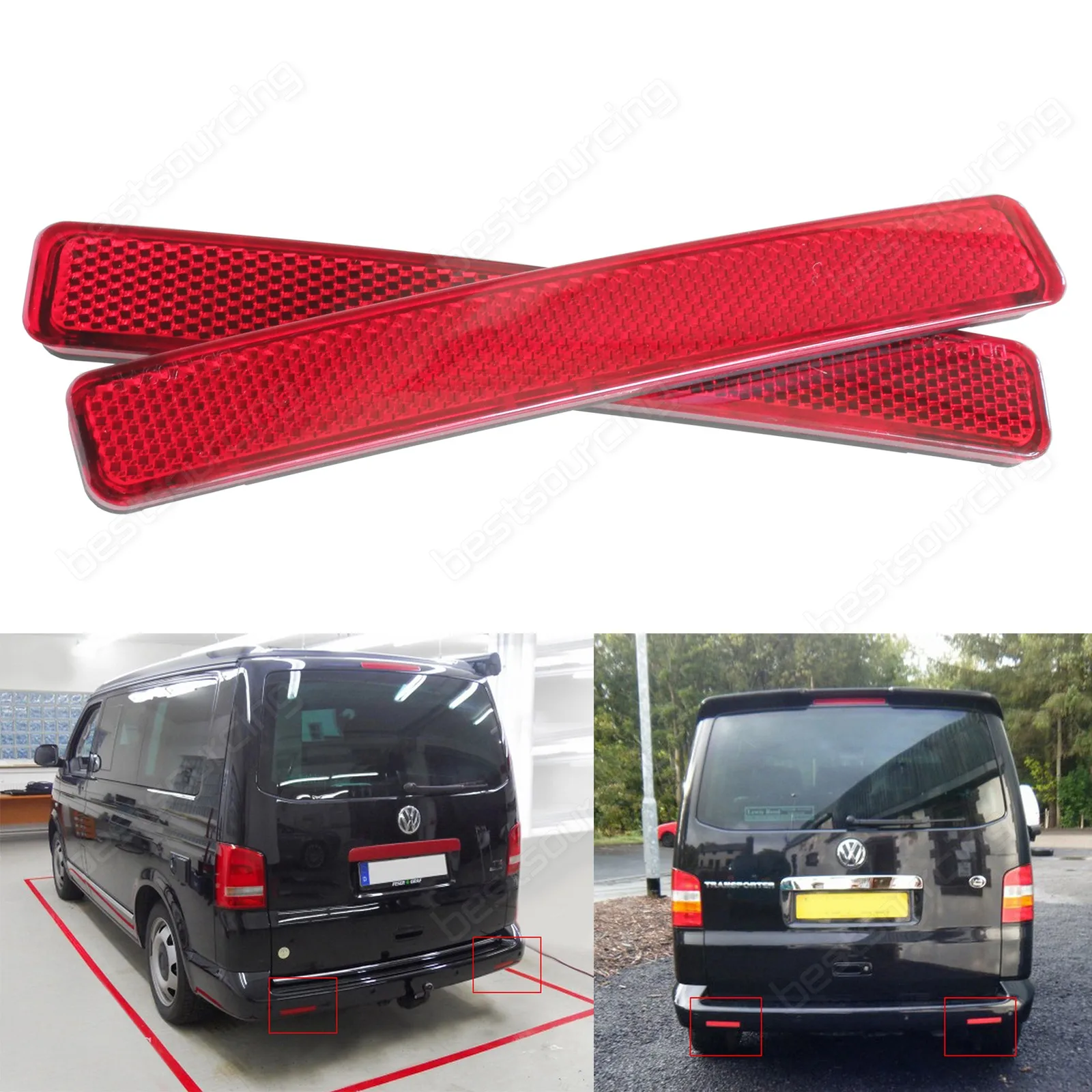 ANGRONG 2x красный объектив задний бампер отражатель в сборе свет L + R для VW Transporter T5 2003