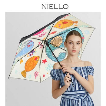 

Niello New Sun Umbrella Rain Women Ultra-light Folding Umbrella Anti Uv Sun Protection Parasol Cartoon Girls Umbrella Windproof
