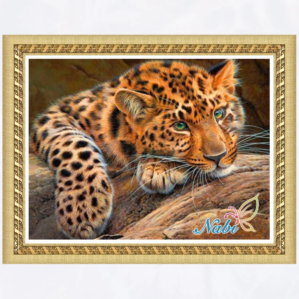 

animals leopard full gear 5d diy pictures 0138R - Round Diamond embroidery cross stitch diamond mosaic painting