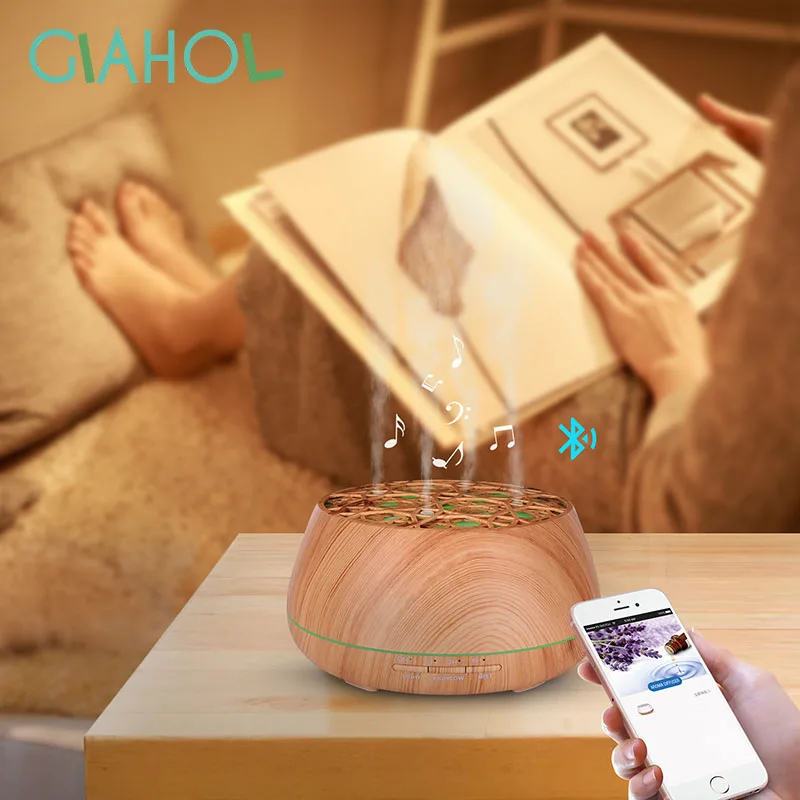 Goede 400 ml Houtnerf Ultrasone Aroma Essenti euml;le Olie Diffuser met Bluetooth Wireless Music Speaker timer Aromatherapie Luchtbevochtiger