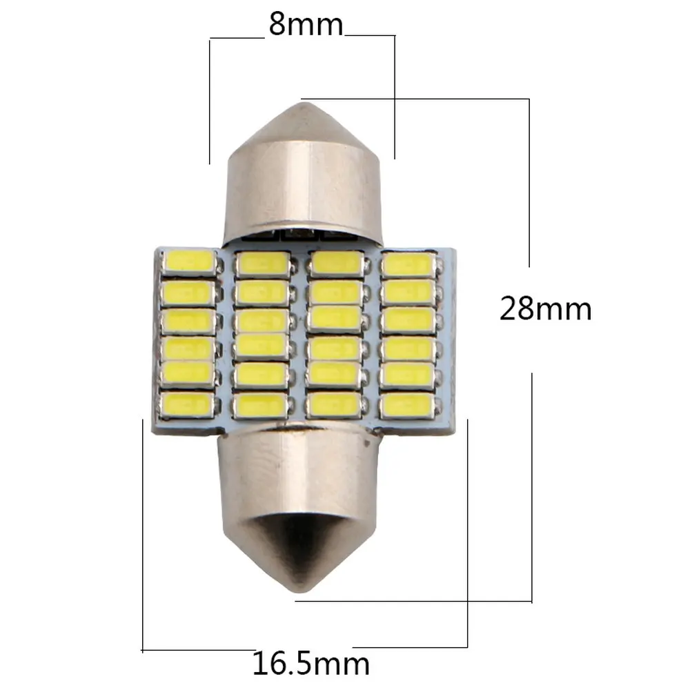 YM E-Bright 4 шт. C5W Автомобильный светодиодный 28 мм 31 мм 3014 24 SMD 24 светодиодный 6500K лампы для дверных фонарей, гирлянда, купольный светильник, внутреннее освещение