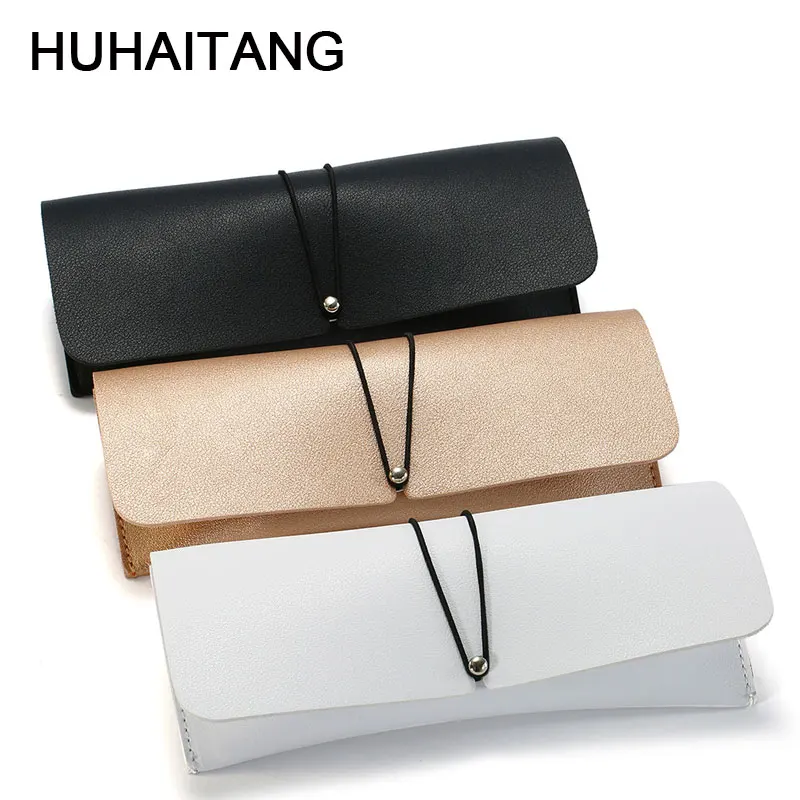 

HUHAITANG Luxury Women Sunglasses Case Button Chain PU Leather Glasses Box Portable Travel Sunglass Pack High Quality Spectacle