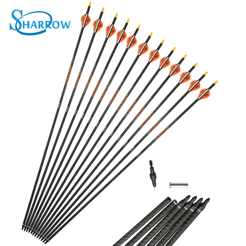 

6/12pcs Archery Mix Carbon Arrows ID6.2mm 400 Spine Fit For Compound Recurve Bow Outdoor Practicing Shooting Hunting Accessories
