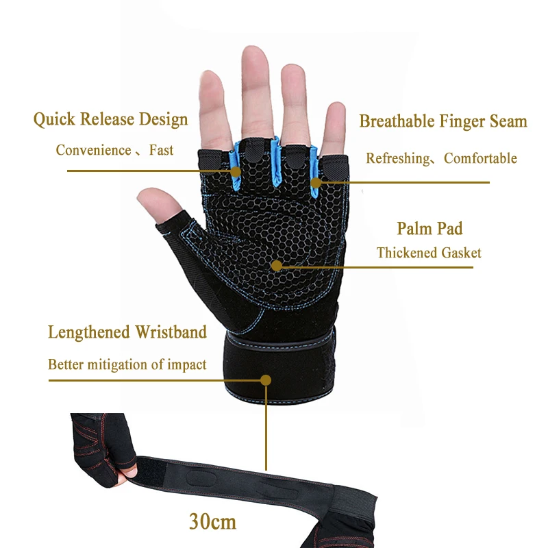 Gym Gloves Heavyweight Sports Exercise Weight Lifting Gloves Body Building Training Sport Fitness Handschoenen Gloves M L XL