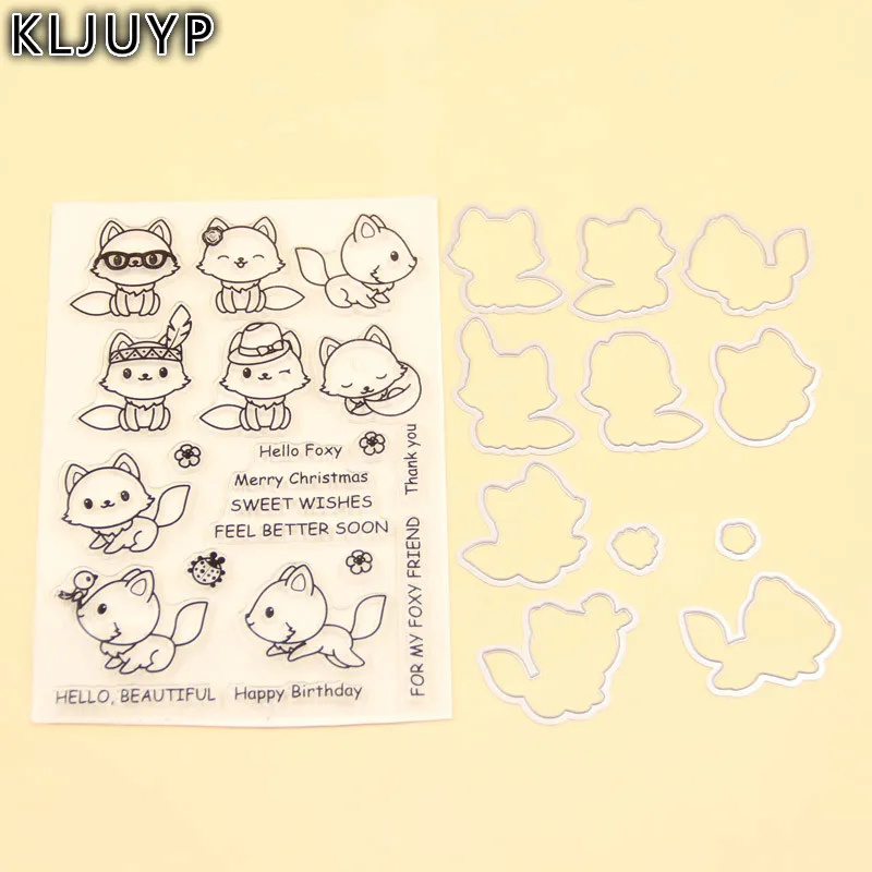

KLJUYP Cute Fox Stamp Metal Cutting Dies Stencils for DIY Scrapbooking/photo album Decorative Embossing DIY Paper Card