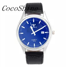 CocoShine A-777 Mens Data de Couro À Prova D’ Água Blue Ray Vidro de Quartzo Analógico Relógios por atacado Frete grátis