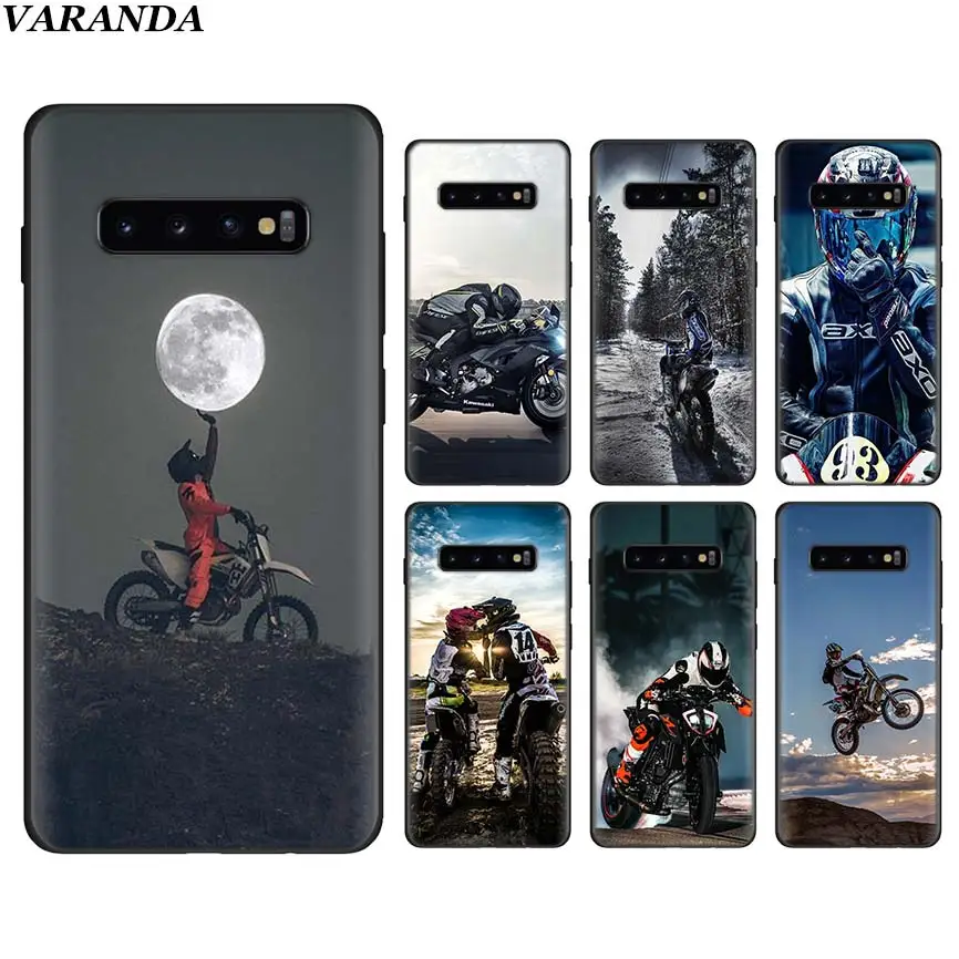 Moto Cross moto rcycle спортивный черный силиконовый чехол s для samsung Galaxy S10 Plus S10e S8 S9 Plus A30 A50 M20 M30 мягкий чехол