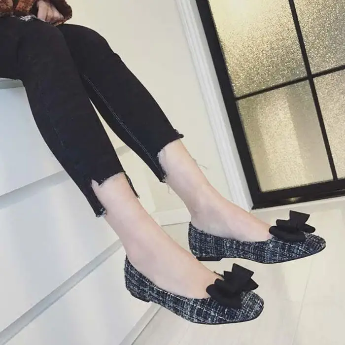 Женская обувь на плоской подошве с бантом Мокасины двойным espadrilles женские лоферы