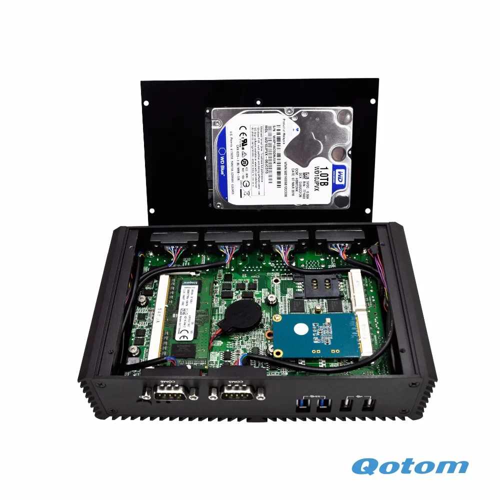 OEM 6 COM промышленный ПК без вентилятора мини ПК Qotom-Q310P с процессором Celeron 3215U(1,70 ГГц, Broadwell), RS485 VGA опция