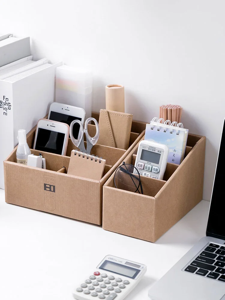 

DIY Paper Desktop Storage Box Desk Stationery Storage Basket Remote Ccontrol Cosmetic Debris Finishing Box