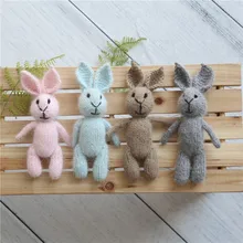Accesorios de foto de juguete posando recién nacido Vintage accesorios de bebé animales de ganchillo conejo juguete lindo Angora conejito fotografía utilería