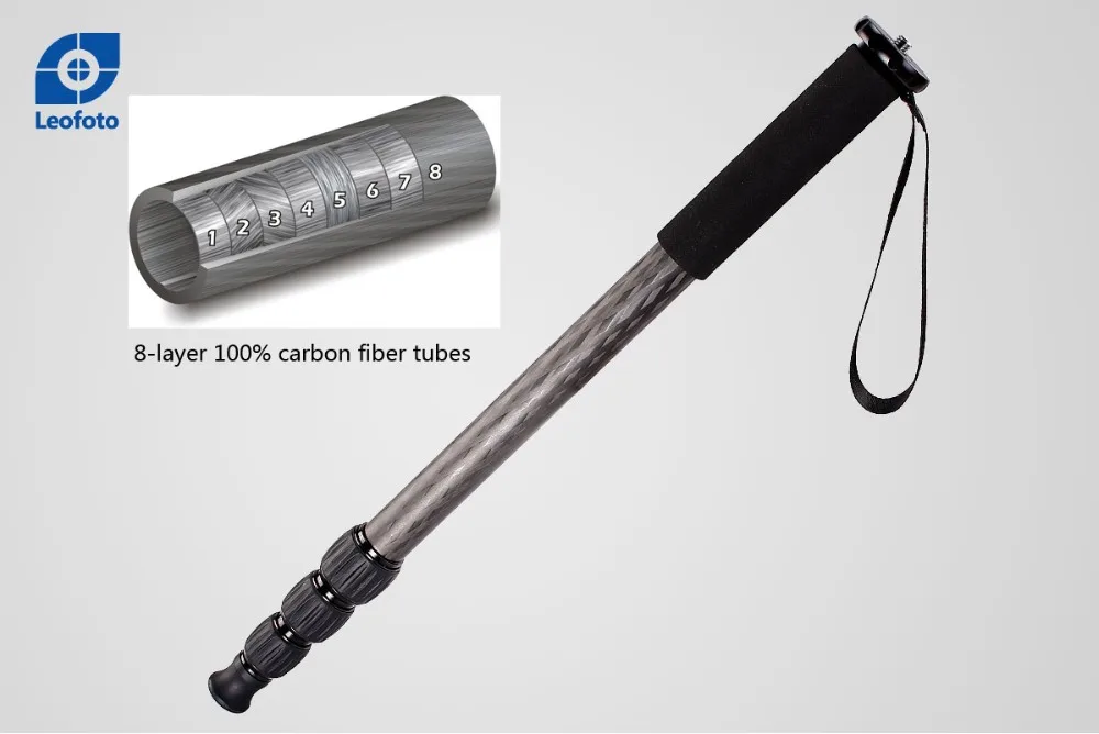 Leofoto high quality 4 section carbon fiber monopod for video