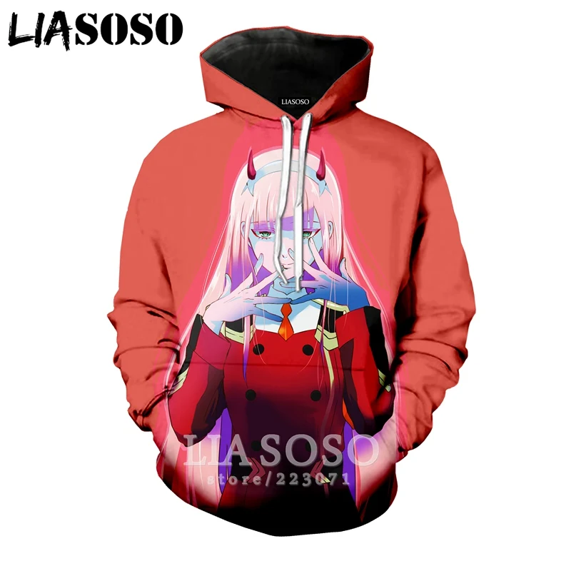  LIASOSO Winter Fashion Sweatshirt Men Women 3D Print Anime Darling In The Franxx Hoodies Unisex Lon