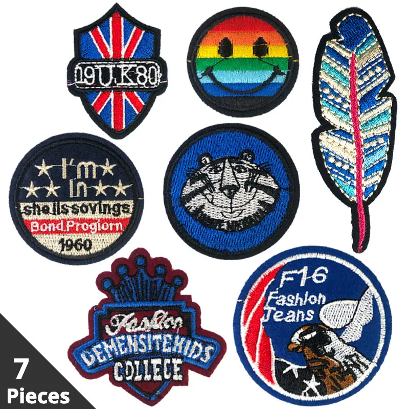 

7 Pieces Lot Embroidery Patch on Clothes Iron on Patches for Clothing Brand Stripe Applications on Garment Stickers Accessories