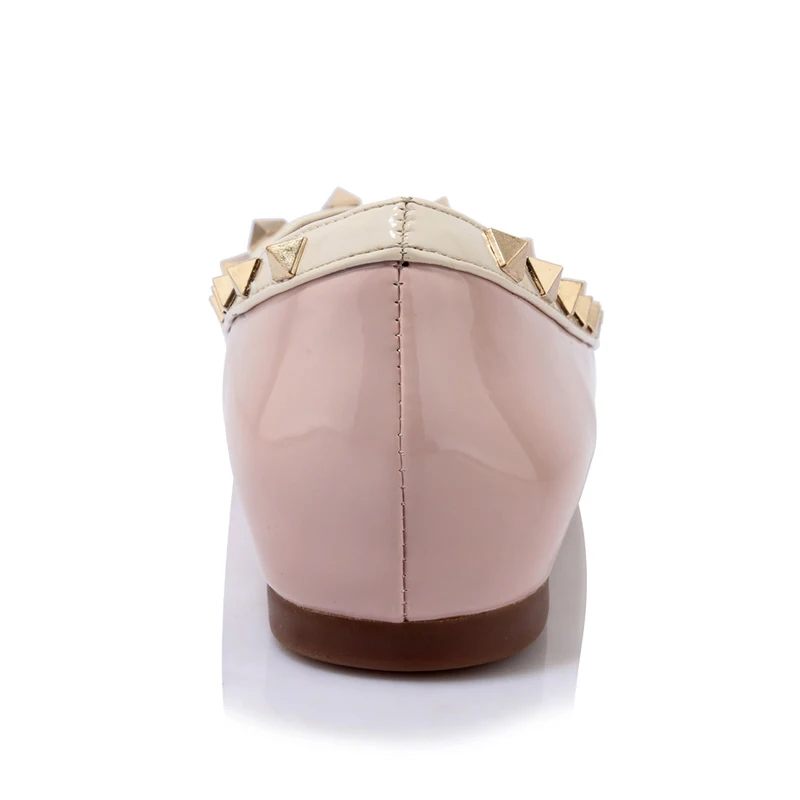 Printemps De Confortable Solide 40 Nouvelle Peu Taille 34 Rose Profonde Decroation Femmes Bout En Casual Métal Karinluna Femme Plat blanc Grande Appartements Chaussures Pointu 5naq1SZ
