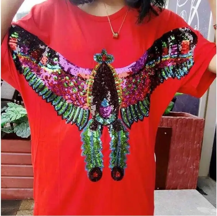 3D Птица орел вышивка декольте кружева аппликация Блестки Ткань свитер заплатка для одежды наклейки с блестками футболка Diy украшения