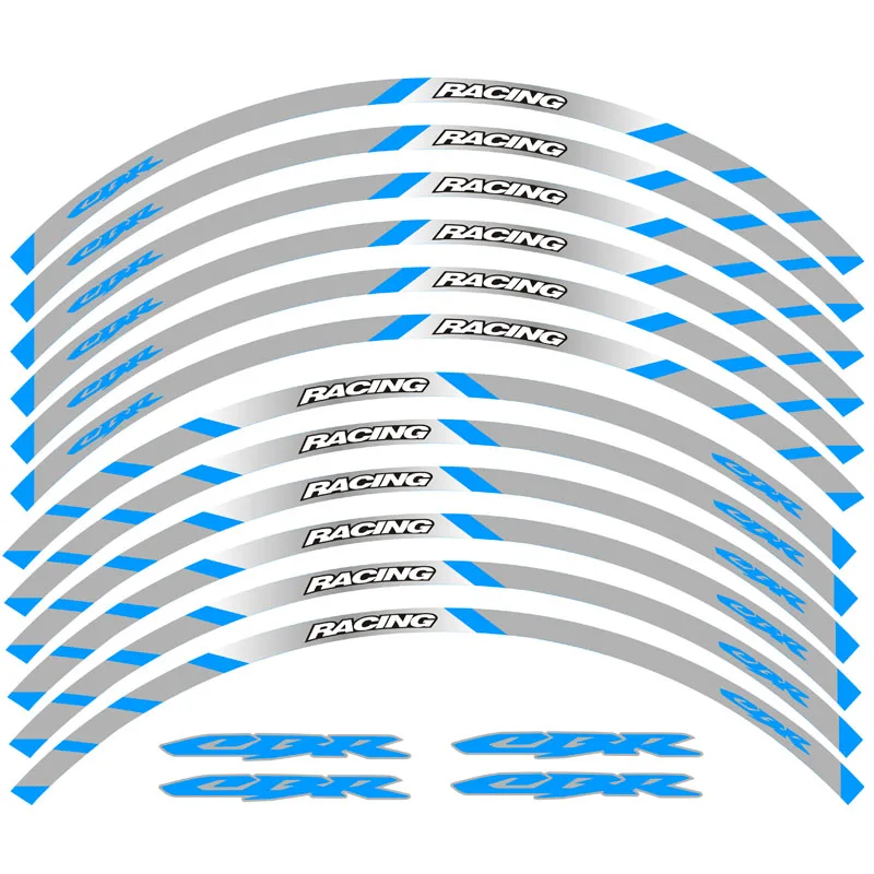 Наклейки для передних и задних колес для мотоцикла с наружным ободом, светоотражающие полосы для Honda CBR - Цвет: B  blue