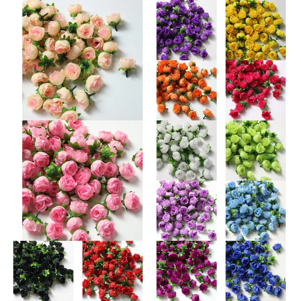 100pcs/lot 3cm Artificial Mini Rose Head Buds For Scrapbooking DIY Craft Wedding Decoration Hair