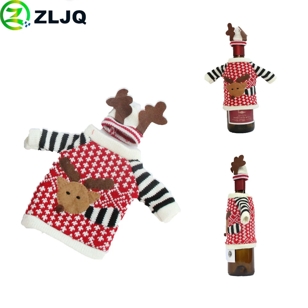 ZLJQ 1 компл. Рождеством Лось красное вино бутылка указан DIY Шампанское