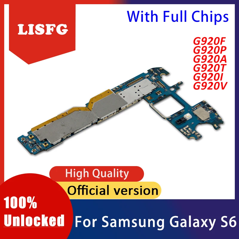 

Original Unlocked Full Working EU Version Logic Main Board for Samsung Galaxy S6 G920F G920P G920A G920T G920I G920V Motherboard