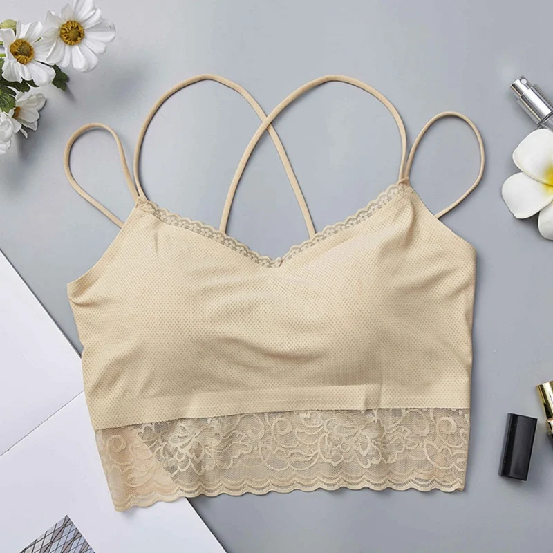Breathable Tube Tops Women Solid Color Cross Straps Beautiful Back Bras