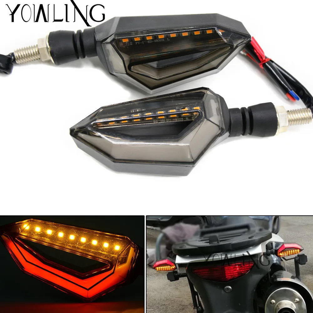 LED Motorcycle Turn Signals Light Flowing Water Flashing Lights Front