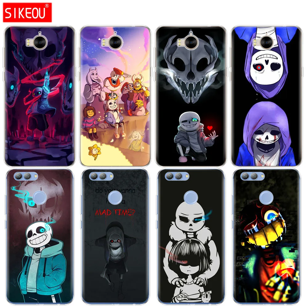 

Silicone phone Cover Case for huawei Y3 Y6 Y5 2 II 2017 nova 3e 2s 2 LITE plus Undertale Sans